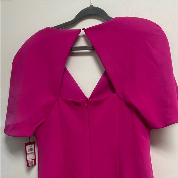 Vince Camuto Magenta Hot Pink Cape-Sleeve V-Neck Mini Dress Large 12 NWT - Picture 6 of 9